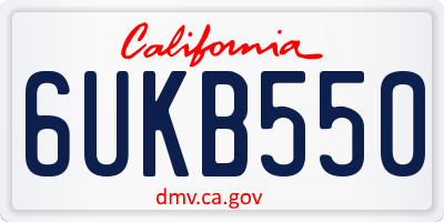 CA license plate 6UKB550