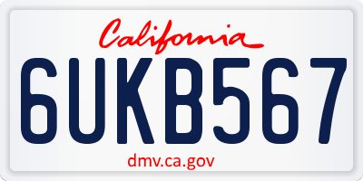 CA license plate 6UKB567