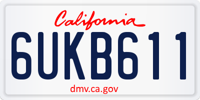 CA license plate 6UKB611
