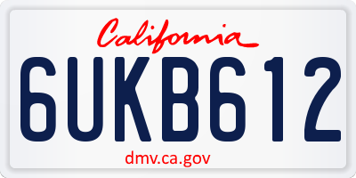 CA license plate 6UKB612