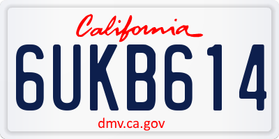 CA license plate 6UKB614