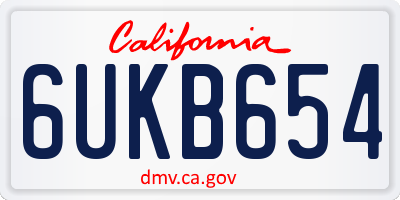 CA license plate 6UKB654