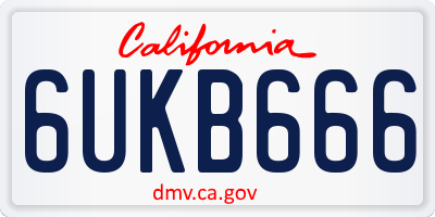 CA license plate 6UKB666