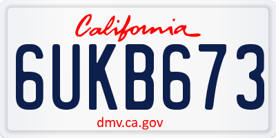 CA license plate 6UKB673