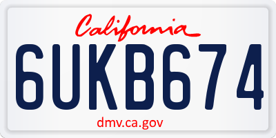 CA license plate 6UKB674