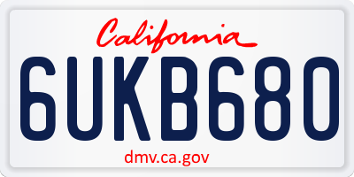 CA license plate 6UKB680