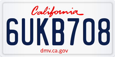 CA license plate 6UKB708