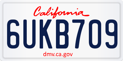 CA license plate 6UKB709