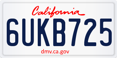 CA license plate 6UKB725