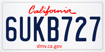 CA license plate 6UKB727