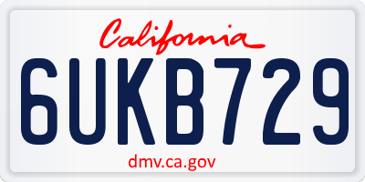 CA license plate 6UKB729