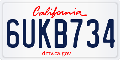CA license plate 6UKB734