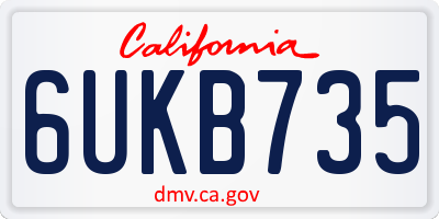CA license plate 6UKB735