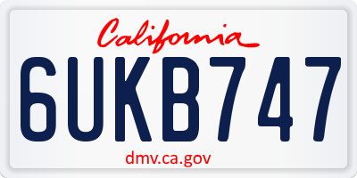 CA license plate 6UKB747