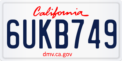 CA license plate 6UKB749