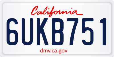 CA license plate 6UKB751