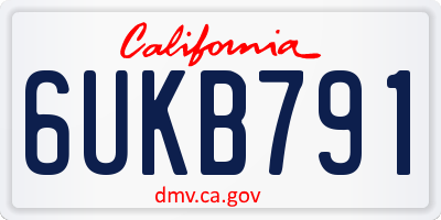 CA license plate 6UKB791
