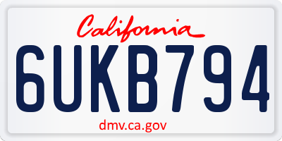 CA license plate 6UKB794