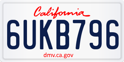 CA license plate 6UKB796