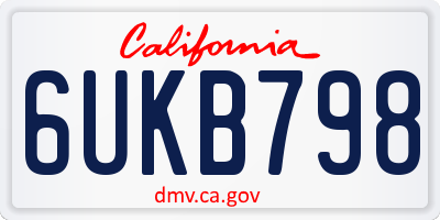 CA license plate 6UKB798