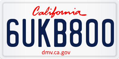 CA license plate 6UKB800