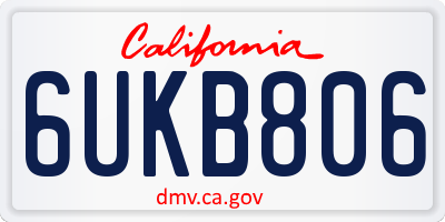 CA license plate 6UKB806