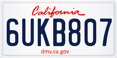 CA license plate 6UKB807