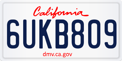 CA license plate 6UKB809