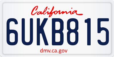 CA license plate 6UKB815