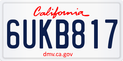 CA license plate 6UKB817