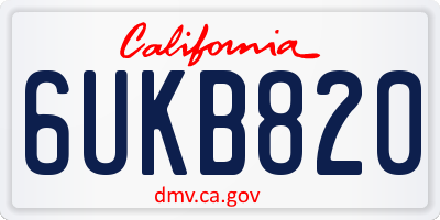 CA license plate 6UKB820