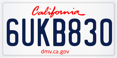 CA license plate 6UKB830