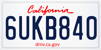 CA license plate 6UKB840