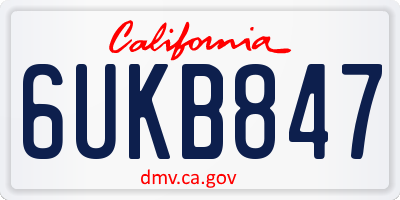 CA license plate 6UKB847