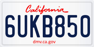 CA license plate 6UKB850