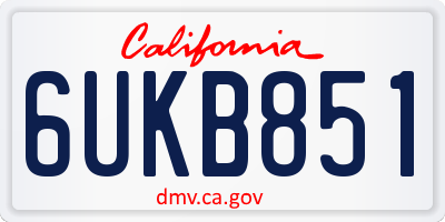 CA license plate 6UKB851