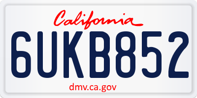 CA license plate 6UKB852