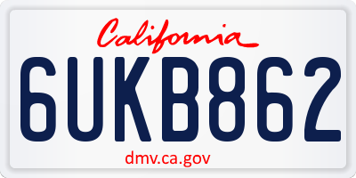 CA license plate 6UKB862