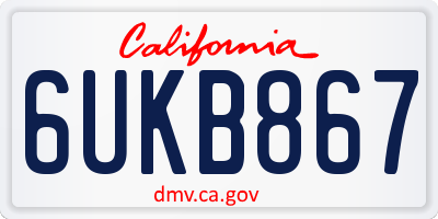 CA license plate 6UKB867