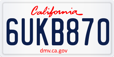 CA license plate 6UKB870