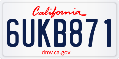 CA license plate 6UKB871