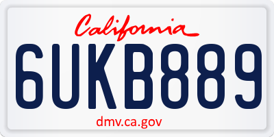 CA license plate 6UKB889