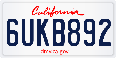 CA license plate 6UKB892