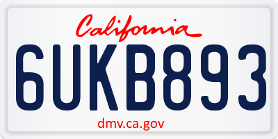 CA license plate 6UKB893