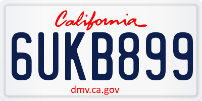 CA license plate 6UKB899
