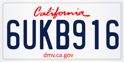 CA license plate 6UKB916
