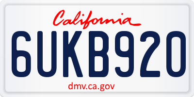 CA license plate 6UKB920