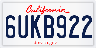 CA license plate 6UKB922
