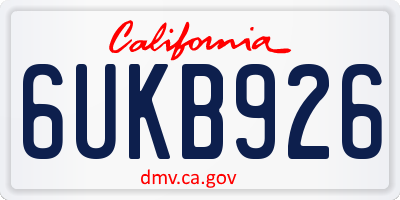CA license plate 6UKB926