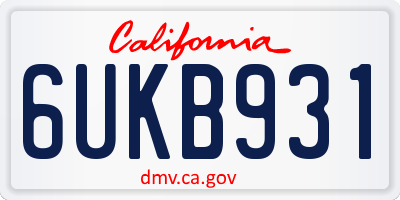CA license plate 6UKB931